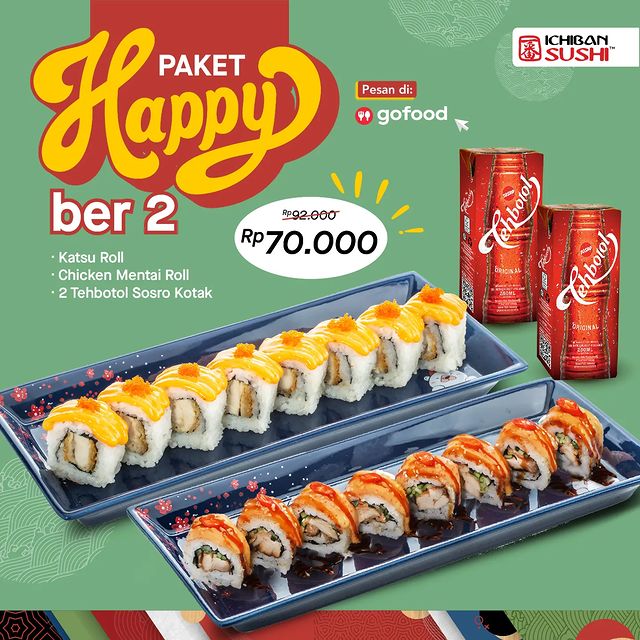 Promo Ichiban Sushi Paket Happy Ber-2- Mulai Rp70.000 di GoFood