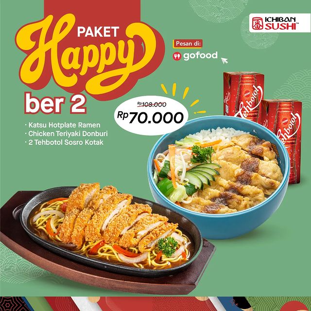 Promo Ichiban Sushi Paket Happy Ber-2- Mulai Rp70.000 di GoFood