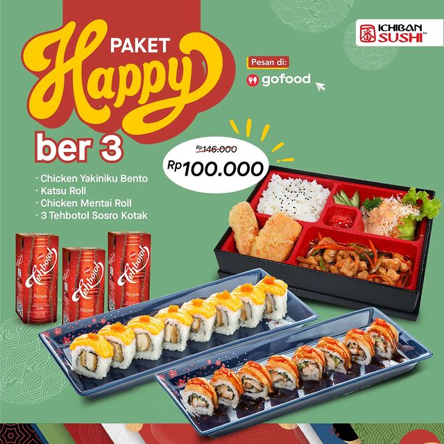 Promo Ichiban Sushi Paket Happy Ber-2- Mulai Rp70.000 di GoFood