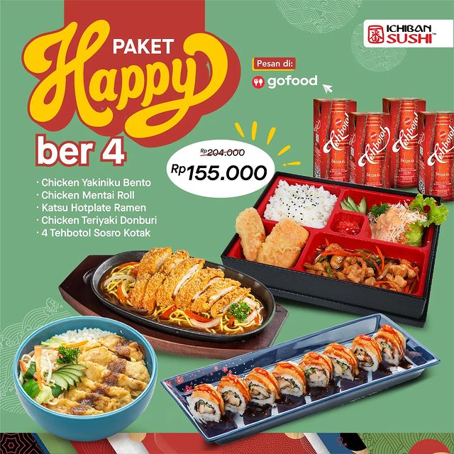 Promo Ichiban Sushi Paket Happy Ber-2- Mulai Rp70.000 di GoFood