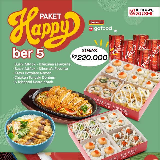 Promo Ichiban Sushi Paket Happy Ber-2- Mulai Rp70.000 di GoFood