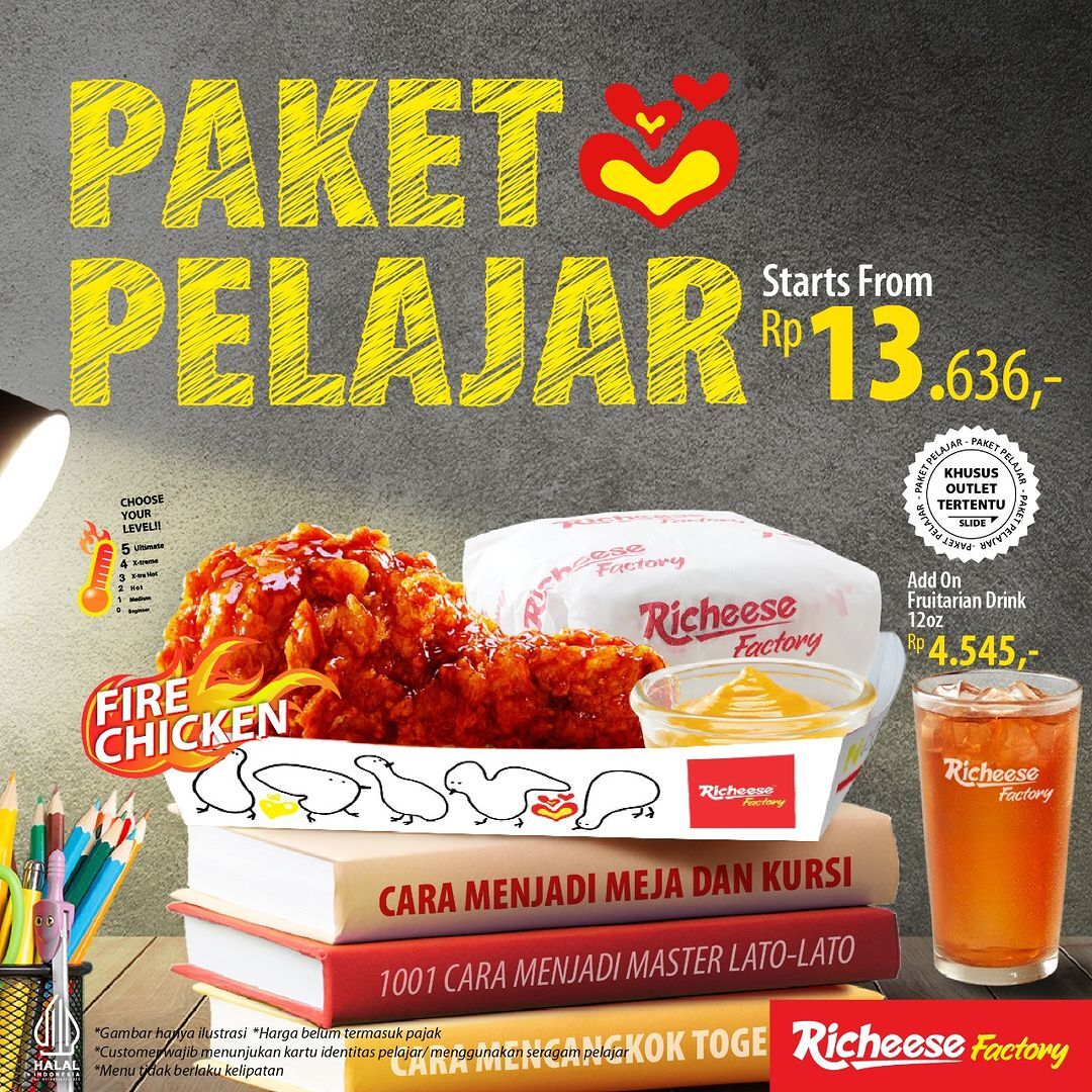 Promo Richeese Factory Paket Pelajar Mulai Rp13.636