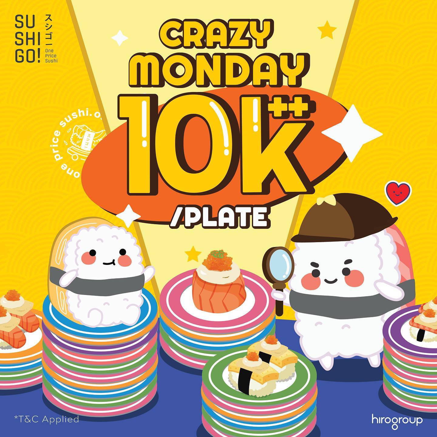 Promo Sushi Go! Crazy Monday Rp10.000/plate