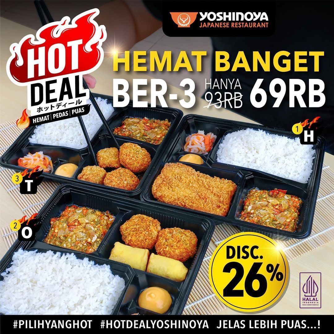 Promo Yoshinoya Hemat Bertiga Rp 64.000